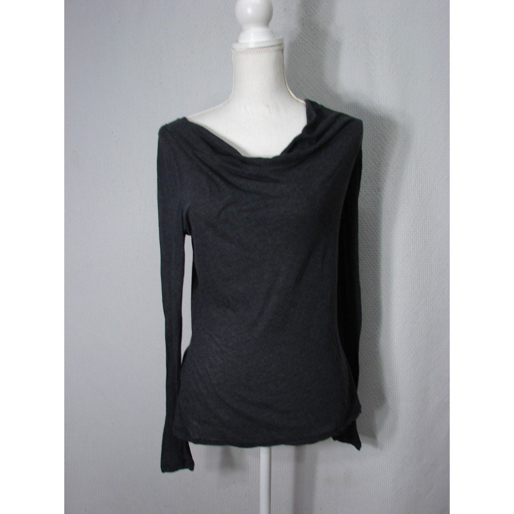 Standard James Perse Cowl Drape Neck Tee 2 M Slim Heathered Gray Slub Cotton Top